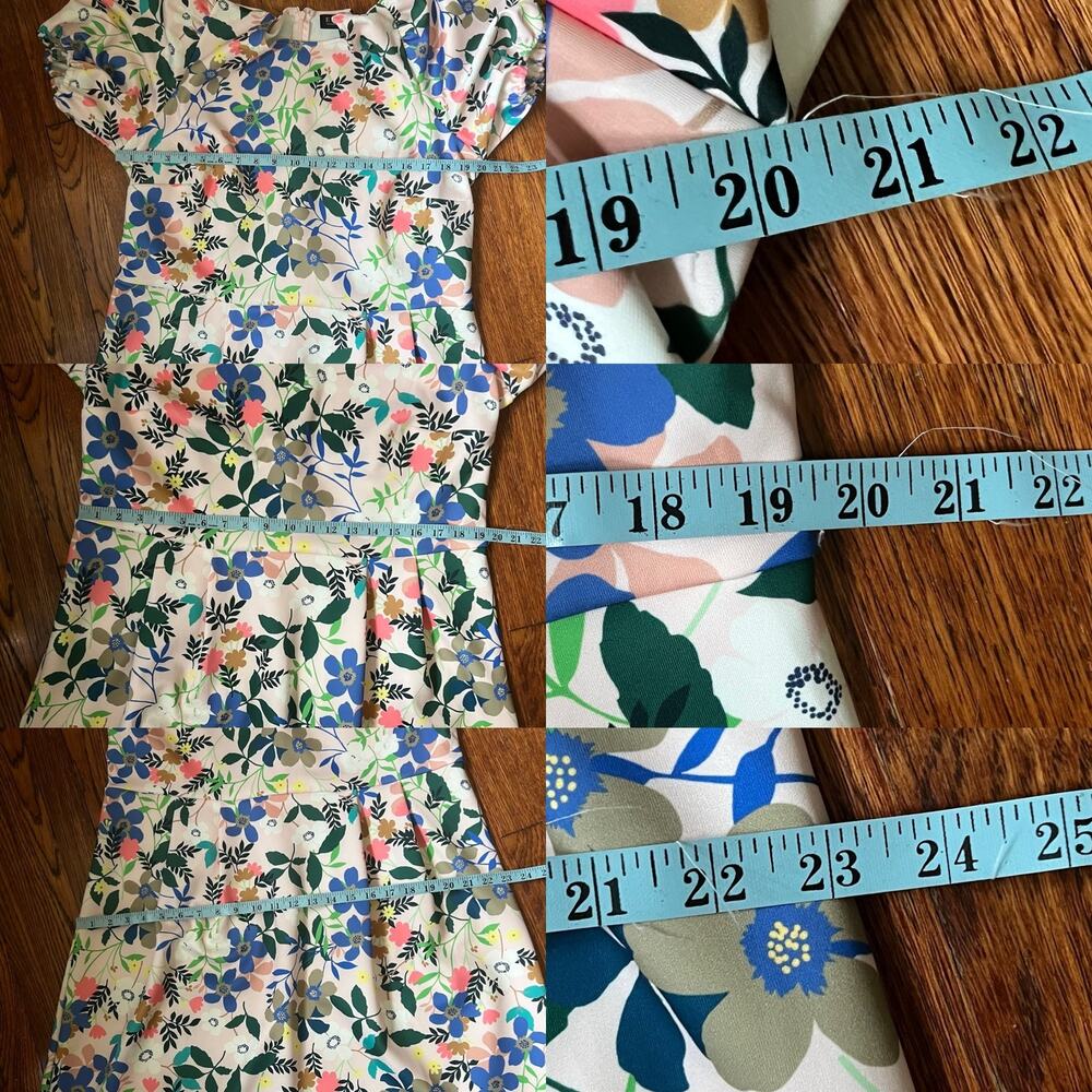 Eloquii Floral Scuba Puff Sleeve Fit Flare Dress Pink Size 16 NWT - Picture 11 of 16